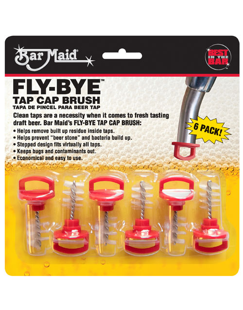 TAP-BRUSH Bar Maid's FLY-BYE TAP CAP BRUSH package